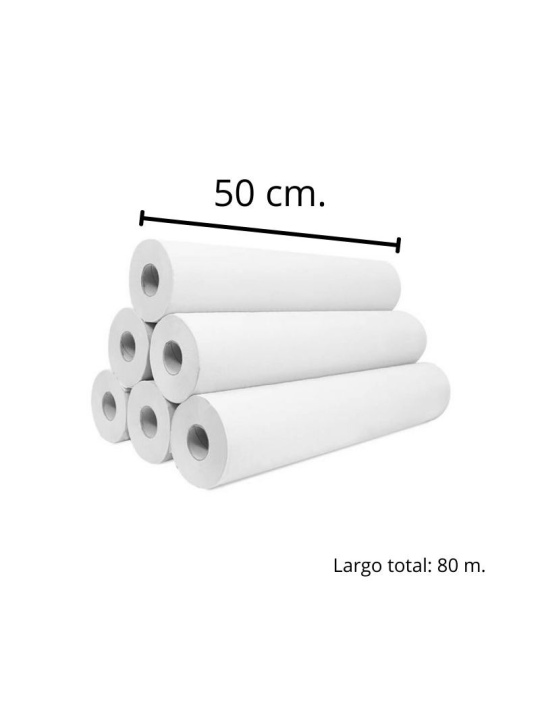 Caja de 6 rollos de papel camilla 0.50 x 80