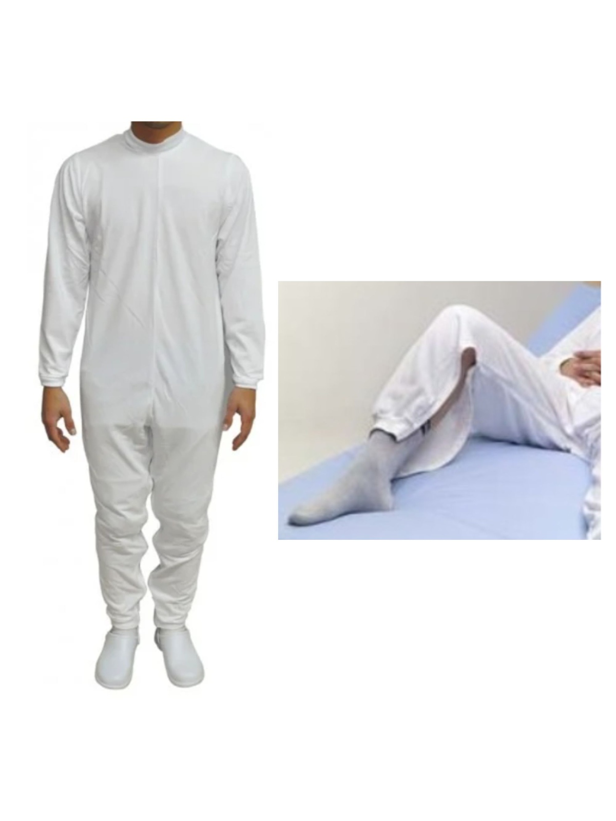 Pijama antipañal con cremallera en piernas para adulto largo
