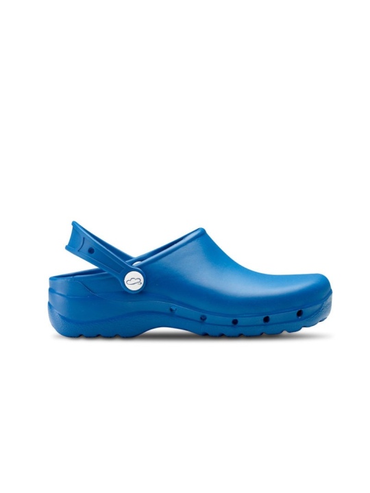 Vista lateral zueco flotante azul eléctrico Feliz Caminar