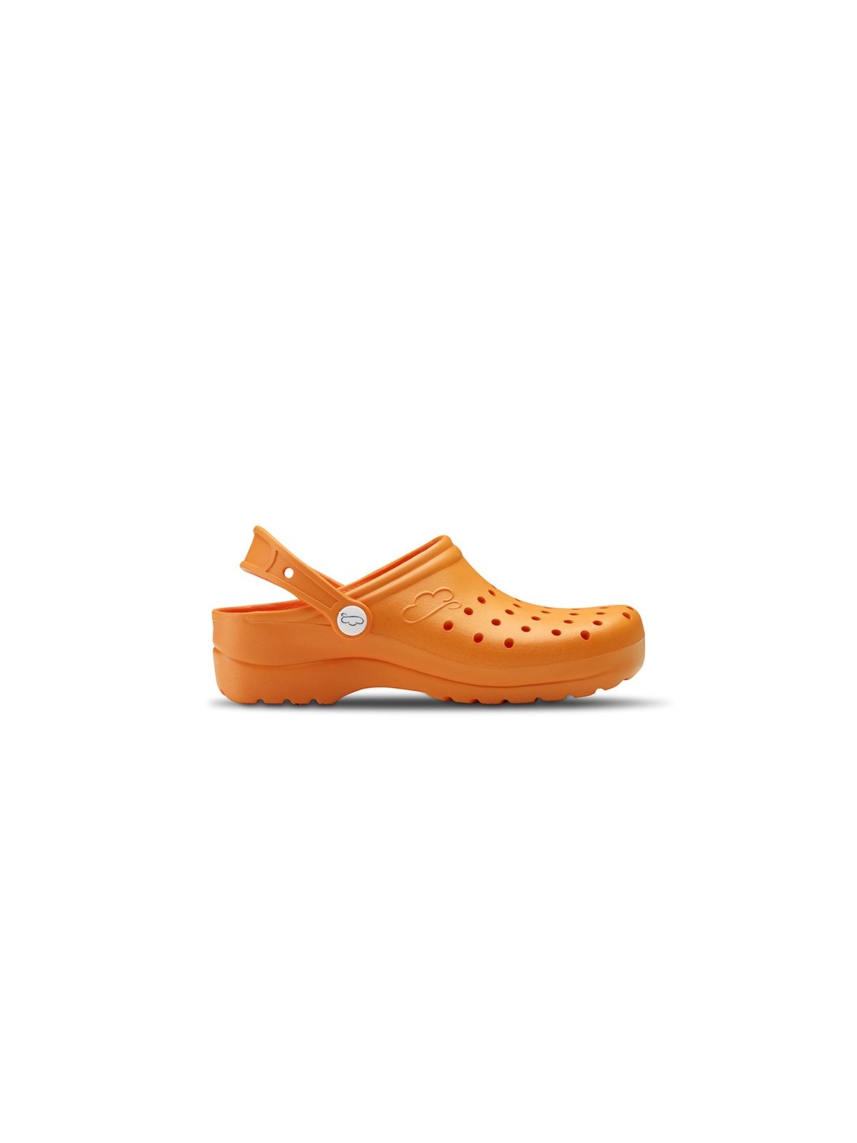 Vista lateral zueco gruyere naranja Feliz Caminar